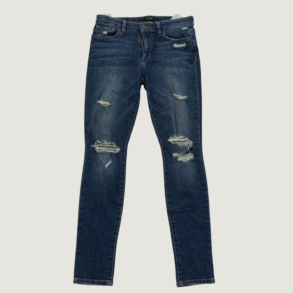 Joes Jeans Beckett Skinny Ankle Distressed Denim Dark Wash Size 27